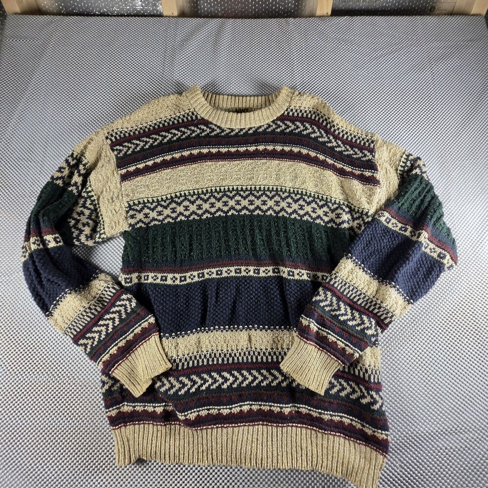 Northwest Territory Mens Large Cotton Sweater Fair Isle Geometric 90s Vintage